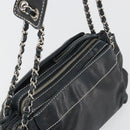CHANEL Chain Shoulder Bag Lamb Skin Navy Silver CC Auth mr2596A-6