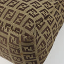FENDI Zucchino Canvas Mamma Baguette Shoulder Bag Beige Silver Auth mr2597A-16