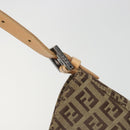 FENDI Zucchino Canvas Mamma Baguette Shoulder Bag Beige Silver Auth mr2597A-18