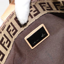 FENDI Zucchino Canvas Mamma Baguette Shoulder Bag Beige Silver Auth mr2597A-20