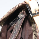 FENDI Zucchino Canvas Mamma Baguette Shoulder Bag Beige Silver Auth mr2597A-23