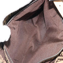 FENDI Zucchino Canvas Mamma Baguette Shoulder Bag Beige Silver Auth mr2597A-24
