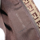 FENDI Zucchino Canvas Mamma Baguette Shoulder Bag Beige Silver Auth mr2597A-12