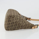 FENDI Zucchino Canvas Mamma Baguette Shoulder Bag Beige Silver Auth mr2597A-3