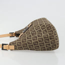 FENDI Zucchino Canvas Mamma Baguette Shoulder Bag Beige Silver Auth mr2597A-4