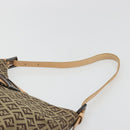 FENDI Zucchino Canvas Mamma Baguette Shoulder Bag Beige Silver Auth mr2597A-8