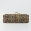 FENDI Zucchino Canvas Mamma Baguette Shoulder Bag Beige Silver Auth mr2597A-5