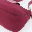FENDI Mamma Baguette Shoulder Bag Cotton Wine Red Silver Auth mr2598-15