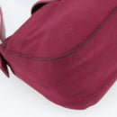 FENDI Mamma Baguette Shoulder Bag Cotton Wine Red Silver Auth mr2598-16