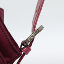 FENDI Mamma Baguette Shoulder Bag Cotton Wine Red Silver Auth mr2598-17