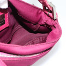 FENDI Mamma Baguette Shoulder Bag Cotton Wine Red Silver Auth mr2598-19