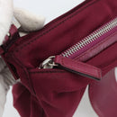 FENDI Mamma Baguette Shoulder Bag Cotton Wine Red Silver Auth mr2598-23