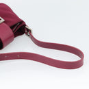 FENDI Mamma Baguette Shoulder Bag Cotton Wine Red Silver Auth mr2598-7