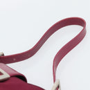FENDI Mamma Baguette Shoulder Bag Cotton Wine Red Silver Auth mr2598-8