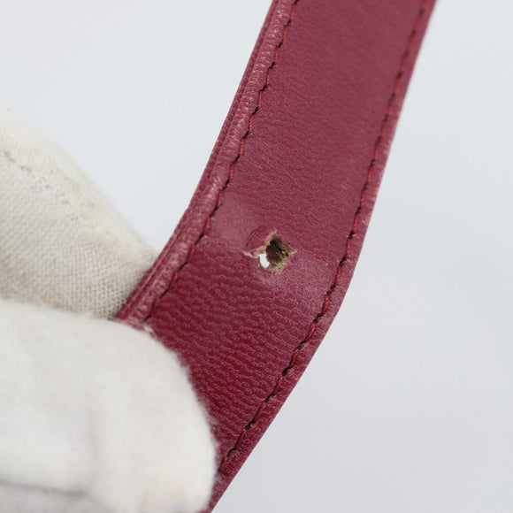 FENDI Mamma Baguette Shoulder Bag Cotton Wine Red Silver Auth mr2598