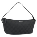 GUCCI GG Canvas Hand Pouch Black Silver 07198 Auth mr2600A-1