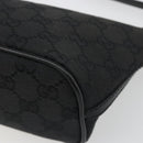 GUCCI GG Canvas Hand Pouch Black Silver 07198 Auth mr2600A-10