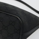 GUCCI GG Canvas Hand Pouch Black Silver 07198 Auth mr2600A-12