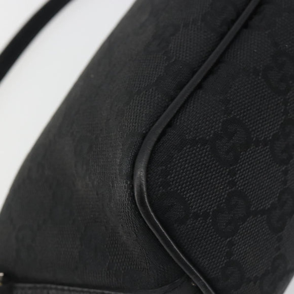GUCCI GG Canvas Hand Pouch Black Silver 07198 Auth mr2600A