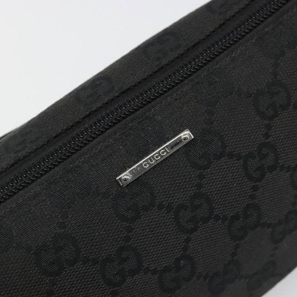 GUCCI GG Canvas Hand Pouch Black Silver 07198 Auth mr2600A