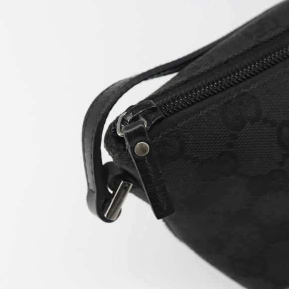 GUCCI GG Canvas Hand Pouch Black Silver 07198 Auth mr2600A