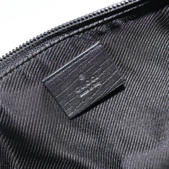 GUCCI GG Canvas Hand Pouch Black Silver 07198 Auth mr2600A