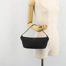 GUCCI GG Canvas Hand Pouch Black Silver 07198 Auth mr2600A-21