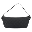 GUCCI GG Canvas Hand Pouch Black Silver 07198 Auth mr2600A-3
