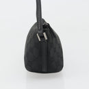 GUCCI GG Canvas Hand Pouch Black Silver 07198 Auth mr2600A-5