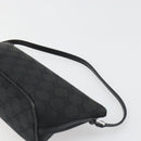 GUCCI GG Canvas Hand Pouch Black Silver 07198 Auth mr2600A-8