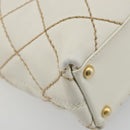 CHANEL Wild stitch Hand Bag Leather White Gold CC Auth mr2601A-13
