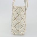 CHANEL Wild stitch Hand Bag Leather White Gold CC Auth mr2601A-4