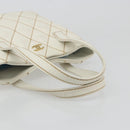 CHANEL Wild stitch Hand Bag Leather White Gold CC Auth mr2601A-7