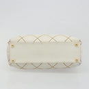 CHANEL Wild stitch Hand Bag Leather White Gold CC Auth mr2601A-9