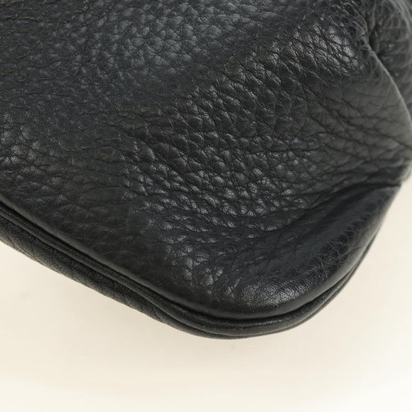 HERMES Rodeo Shoulder Bag Leather Black Gold Auth mr2602V