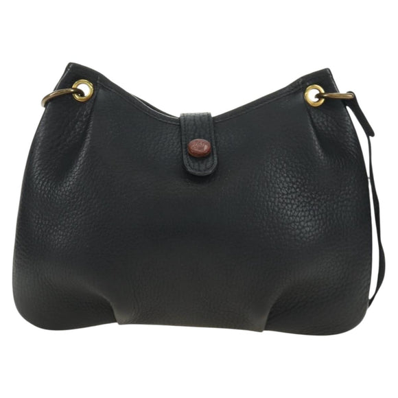 HERMES Rodeo Shoulder Bag Leather Black Gold Auth mr2602V