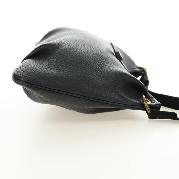 HERMES Rodeo Shoulder Bag Leather Black Gold Auth mr2602V