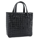 CHANEL Hand Bag Patent Leather Black Silver CC Auth mr2603A-1