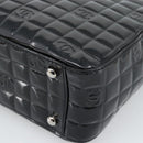 CHANEL Hand Bag Patent Leather Black Silver CC Auth mr2603A-15