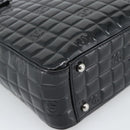 CHANEL Hand Bag Patent Leather Black Silver CC Auth mr2603A-16