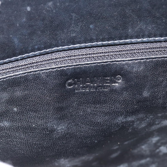 CHANEL Hand Bag Patent Leather Black Silver CC Auth mr2603A