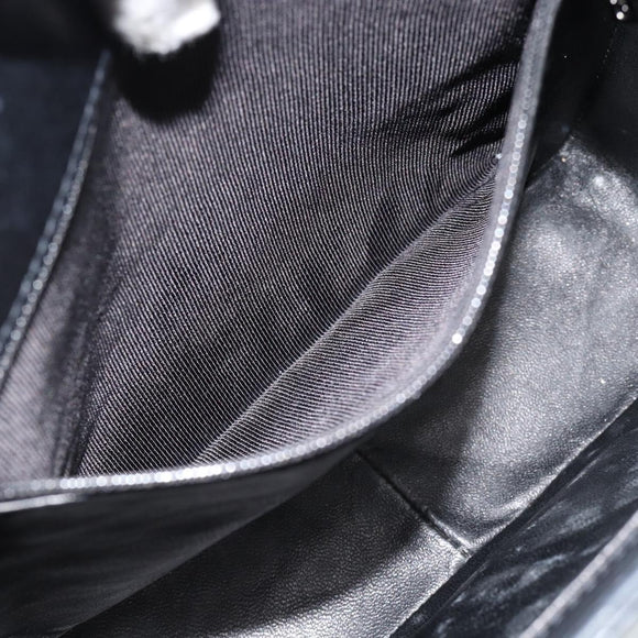 CHANEL Hand Bag Patent Leather Black Silver CC Auth mr2603A