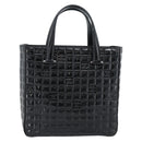 CHANEL Hand Bag Patent Leather Black Silver CC Auth mr2603A-13
