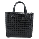 CHANEL Hand Bag Patent Leather Black Silver CC Auth mr2603A-2