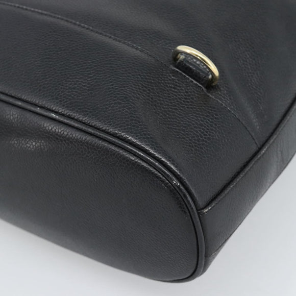 CHANEL Shoulder Bag Leather 2way Black Gold CC Auth mr2604V