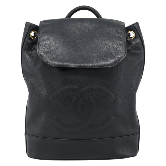 CHANEL Shoulder Bag Leather 2way Black Gold CC Auth mr2604V