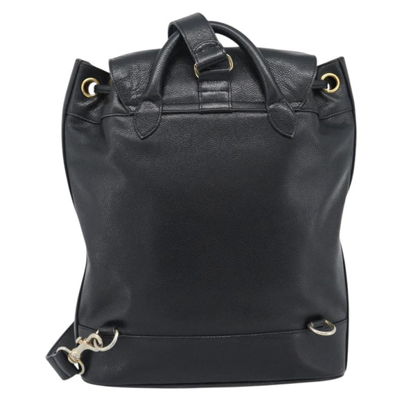 CHANEL Shoulder Bag Leather 2way Black Gold CC Auth mr2604V