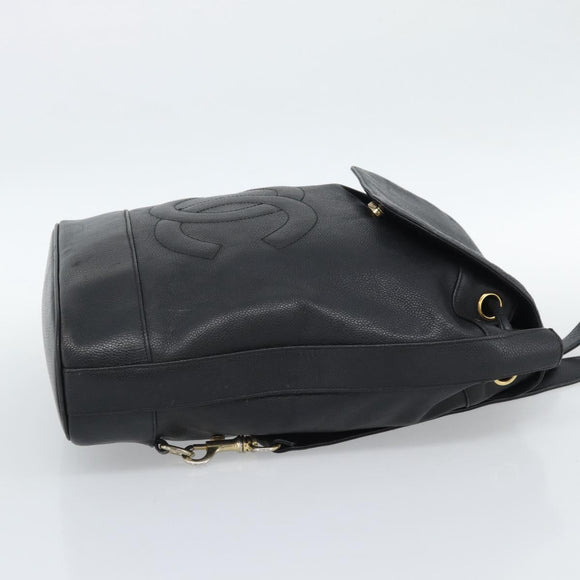 CHANEL Shoulder Bag Leather 2way Black Gold CC Auth mr2604V