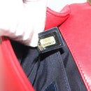 CHANEL Boy Chanel Chain Shoulder Bag Velor Red Gold CC Auth mr2605SAV-12