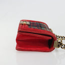 CHANEL Boy Chanel Chain Shoulder Bag Velor Red Gold CC Auth mr2605SAV-3